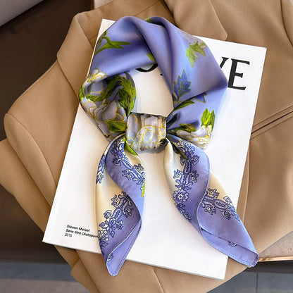 Luxury Silk Plaid Scarf - Soft Satin Neck Hair Tie for Women Foulard Hijab 2021