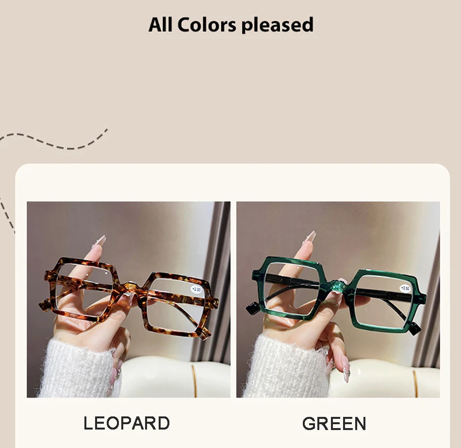 Square Reading Glasses - Fashion Unisex Eyewear With Mirror Coated Polycarbonate Lenses