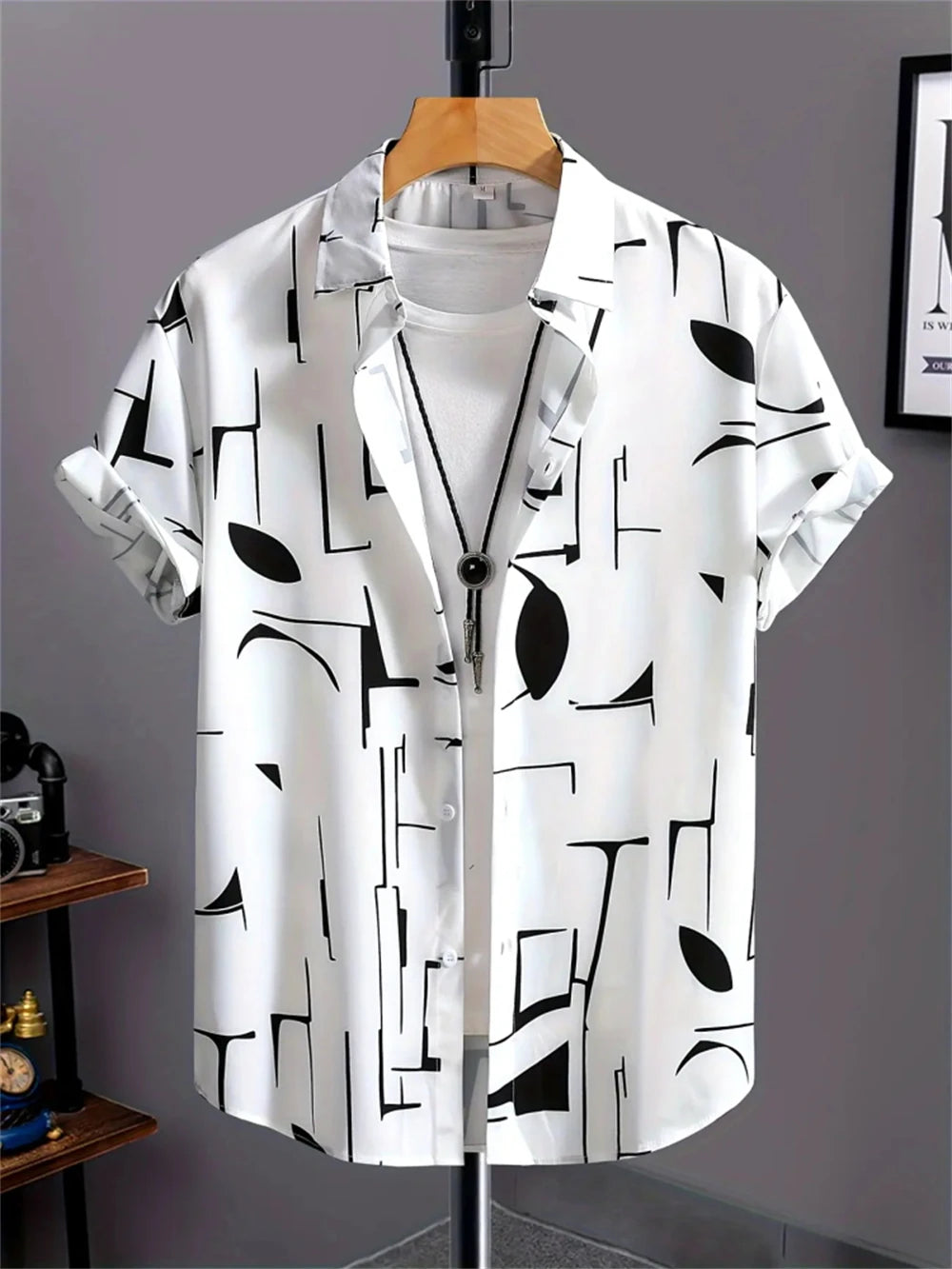 Simple Men's Shirt 3D Printed Retro Fashion Topshort Sleeve Beach Sweatshirt Street Hawaii Short Sleeved Shirt Men's Clothing