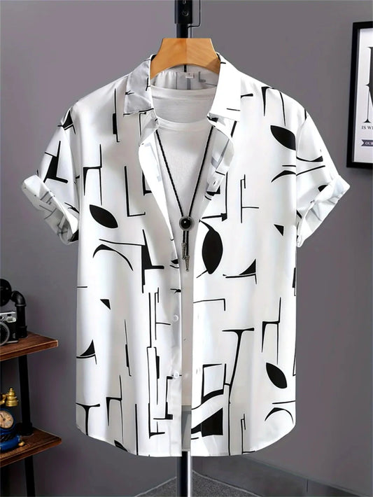 Simple Men's Shirt 3D Printed Retro Fashion Topshort Sleeve Beach Sweatshirt Street Hawaii Short Sleeved Shirt Men's Clothing