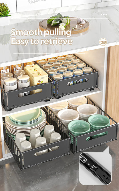 Pull-Out Kitchen Storage Rack - Spice Organizer  Drawer Tray - ZOOMNSTORE