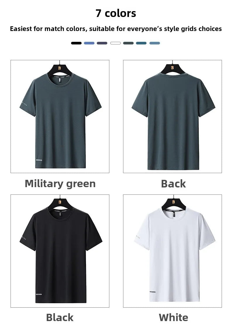 Men's Ice-Silk T-Shirt – Breathable Plus-Size Tee (up to 8XL)