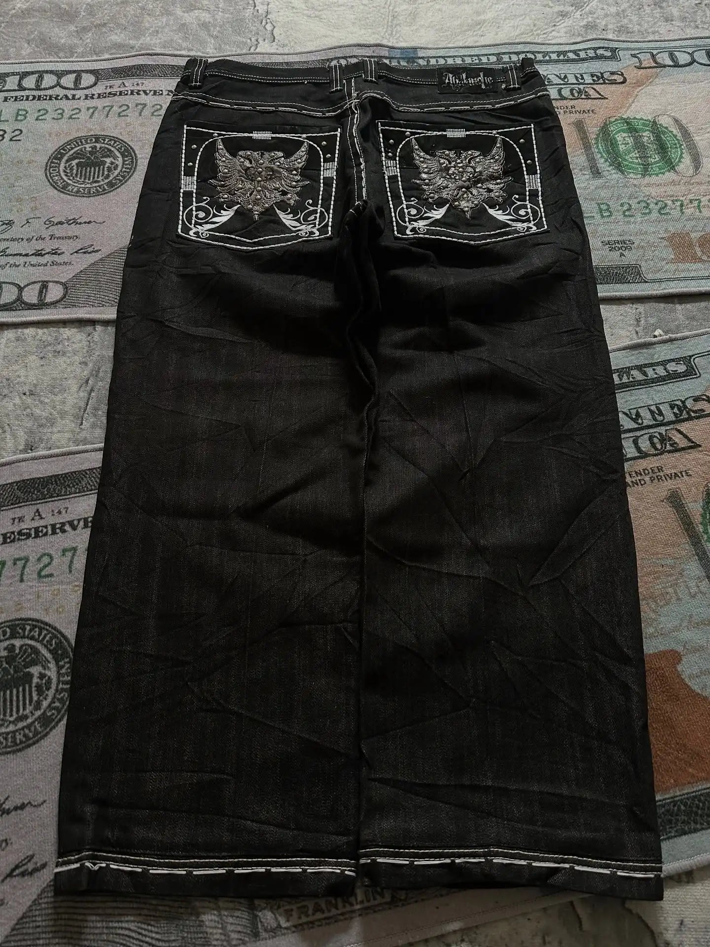 Y2K Vintage Printing Men Baggy Jeans Harajuku Trend Women Hip Hop Fashion Casual Joker Couple Wide-Leg Pants Streetwear