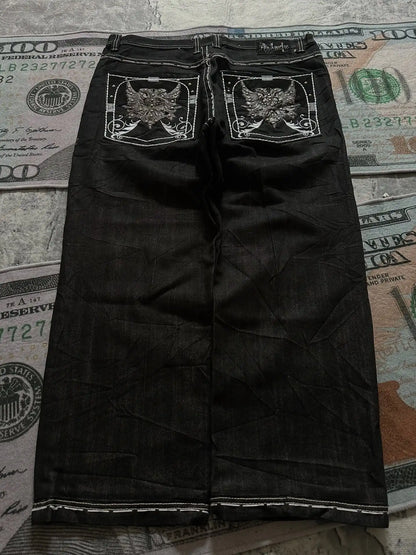 Y2K Vintage Printing Men Baggy Jeans Harajuku Trend Women Hip Hop Fashion Casual Joker Couple Wide-Leg Pants Streetwear