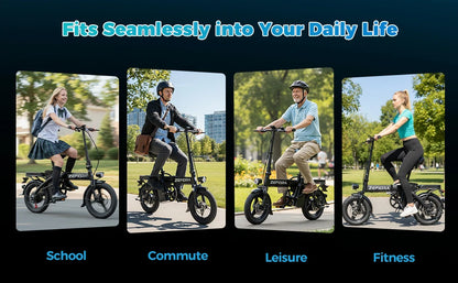 Adult 500W 48V Electric Bike, 14" Aluminum Alloy Ebike for Urban City Cycling Men Women, UL2849 Certified, Free Local Shipping