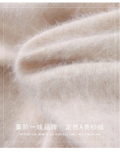 Men's 100% Pure Mink Cashmere Sweater V-neck Pullover Knit Bottoming Shirt Autumn And Winter New Long-Sleeve High-End Mink Tops