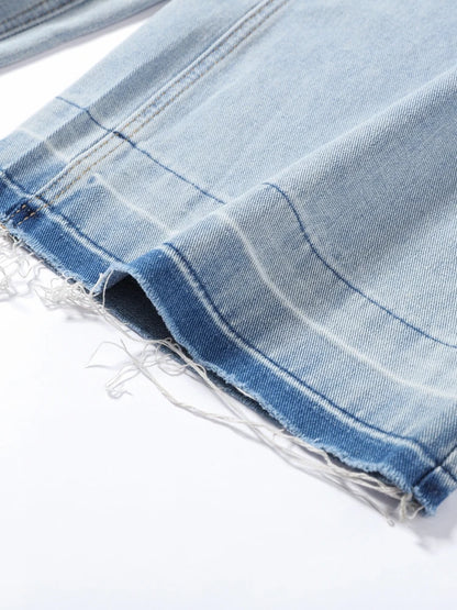 Women Low Waist Jeans Star Rhinestone Pants Cut Out Wide Leg Trousers Light Wash Distressed Denim Pants Street Woman Clothes
