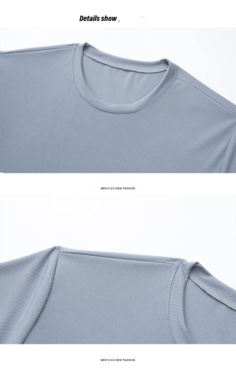 Men's Ice-Silk T-Shirt – Plus-Size Quick-Dry Seamless Tee (L–8XL)