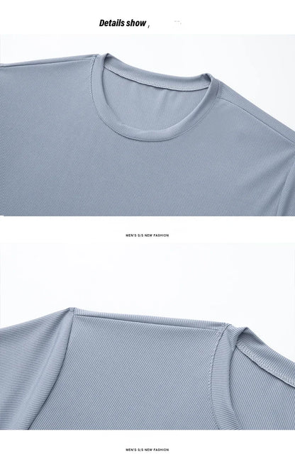 Men's Ice-Silk T-Shirt – Plus-Size Quick-Dry Seamless Tee (L–8XL)