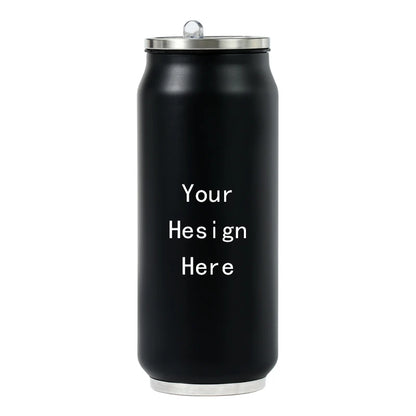 500ML 304 Stainless Steel Cola Can Thermos Custom LOGO Vacuum Cup Flask Portable Double Layers Straw Cup Water Bottle Mug