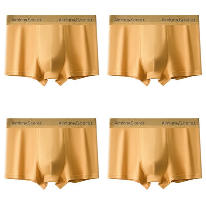 4Pcs Men Underwear Sporty Boxers Plus Size Youth Boxer Shorts Comfortable Breathable Flat Pants Men's Square Panties Briefs Gift