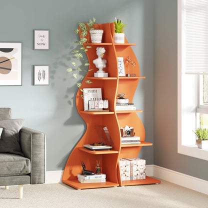 Corner Bookshelf - Modern 5-Tier Shelf | Stylish Wooden Storage Rack