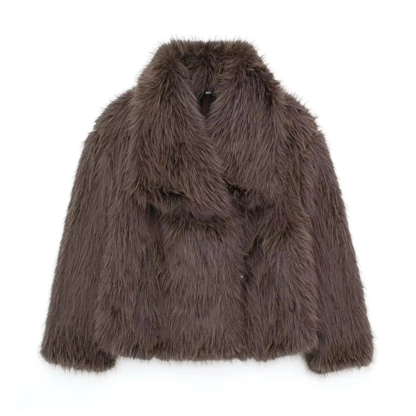 Faux Fur Coat Women’s Winter Jacket – Warm Fluffy Loose Lapel Outerwear