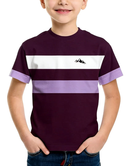 New Striped Short-sleeve T-shirt for Boys and Girls, Summer Colour-block Casual Top, Versatile Basic Shirt for Older Children