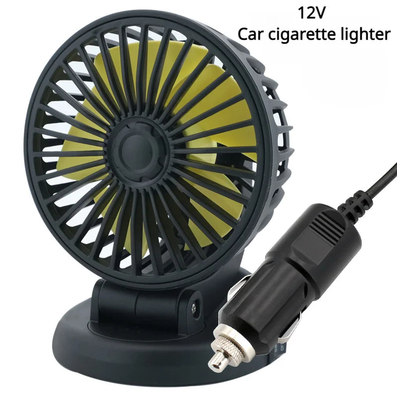 12V Automotive Fan Car Fan 24V 360° Adjustable 3-Head Air Fan Low Noise Multifunctional Temporary Parking Fan for Auto Vehicles