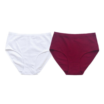 2Pcs/Set Women High Waist Cotton Panties Soft Stretch Tummy Control Ladies Rib Knit Underwear Sexy Lingerie Comfort Briefs S-XXL
