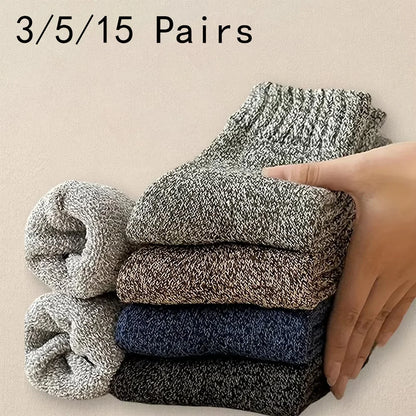 Mens Solid Color Winter Socks - Soft Comfortable Lightweight Casual Socks 3515 Pairs - ZOOMNSTORE