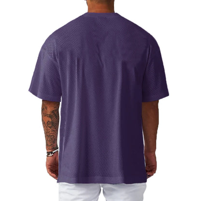 Oversized Breathable Loose Mens Sport T-Shirts Gym Fitness Bodybuilding Half-Sleeve Shirts Summer Quick Dry Mesh Casual Clothing