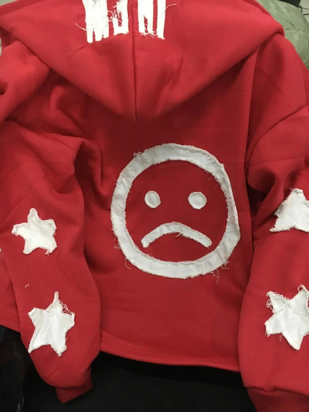 Autumn And Winter Hoodie Patchwork Letter Star Pattern Long Sleeved Pullover Hoodie Harajuku Fashionable Loose Versatile Jackets