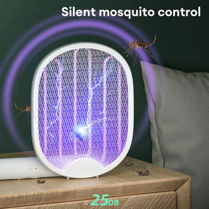USB Rechargeable Electric Mosquito Killer Fly Swatter Portable UV Light Bug Zapper Mosquito Racket Insect Killer for Home Garden
