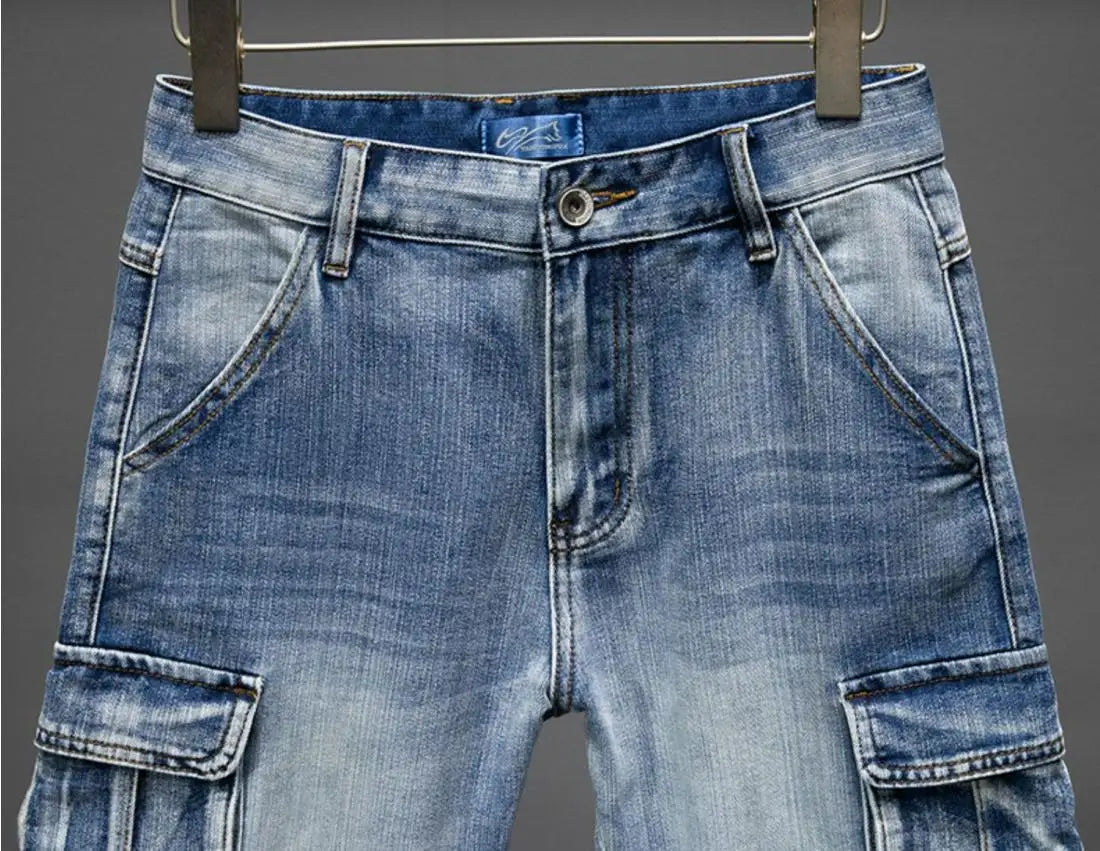 Denim Shorts Men – Casual Summer Knee Length Jean Shorts with Multiple Pockets
