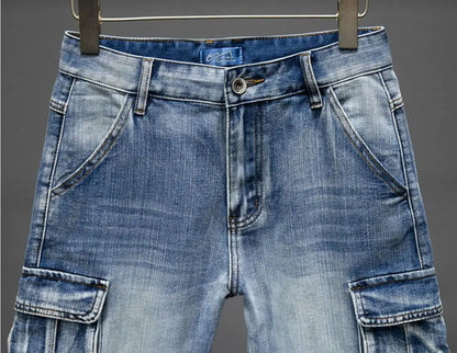 Denim Shorts Men – Casual Summer Knee Length Jean Shorts with Multiple Pockets