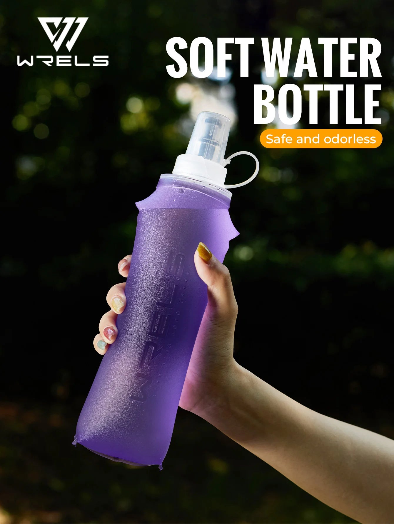 WRELS Soft Water Bottle Collapsible Soft Flask TPU Running Water Bottle Foldable Water Bag BPA-Free Sports Soft Water Flask