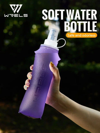 WRELS Soft Water Bottle Collapsible Soft Flask TPU Running Water Bottle Foldable Water Bag BPA-Free Sports Soft Water Flask