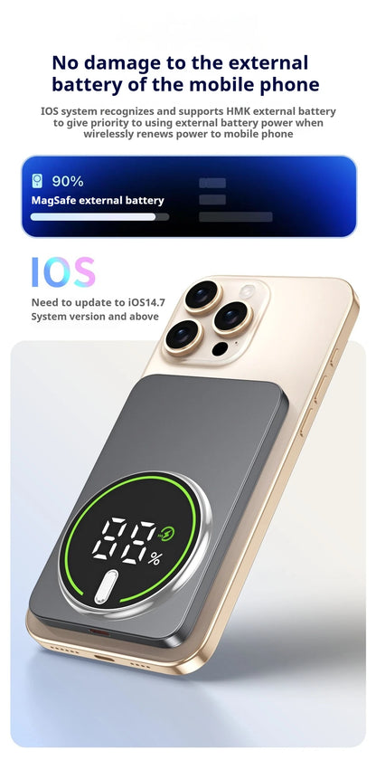 Magnetic Power Bank 10000mAh Wireless Powerbank 20W Slim Portable Battery Charger for MagSafe iPhone 17 16 15 14 13 12 Samsung