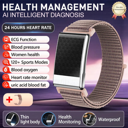 New No Screen Health Bracelet Precise Heart Rate Blood Pressure ECG Monitor Call Reminder Smart Watch Sport Band Fitness Tracker
