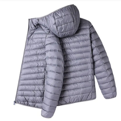 Men Solid Color Hooded Puffer Coat, Winter Lightweight Casual Outdoor Sports Warm Jacket for Male