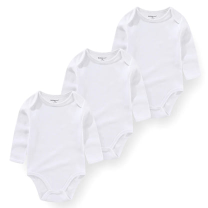 Baby Bodysuit Cotton - Newborn Onesies 3 Pcs Long Sleeve Soft Infant Bodysuits