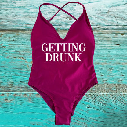 GETTING MARRIED Padded Bride  One Piece Swimsuit GETTING DRUNK Women Swimwear Bathing Suit Swimming Suit Summer SQUAD Beachwear