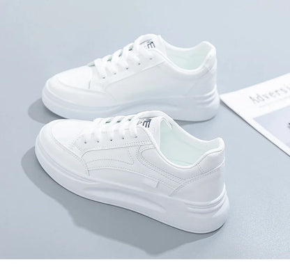 Outdoor Women Walking Shoes Skateboarding Shoes Women Sneakers PU Leather Lace-Up Breathable Jogging Casual Sneakers De Mujer