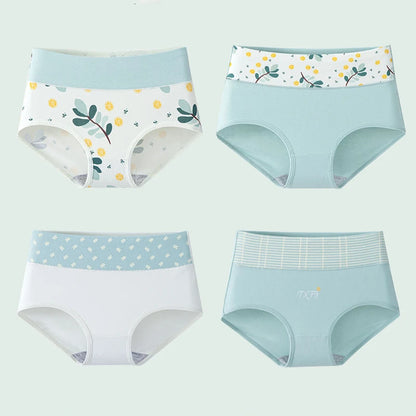 4Pcs/Set High Waist Cotton Panties Women Body Shaper Underwear Fashion Print Panty Girls Briefs Seamless Female Lingerie