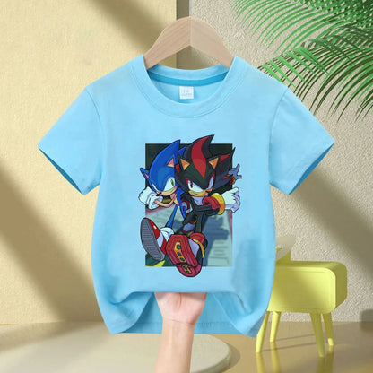 Sonic The Hedgehog Kids T-Shirt Anime Print Cotton Short Sleeve Boy Girl Summer Casual Top Gift
