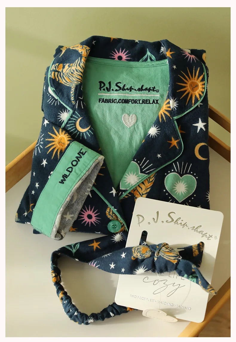 2026 Spring Autumn Winter New Home Clothes Women Cotton Pajamas Suit Cartoon Nightwear Comfort Shirt Pants Gift Loungewear