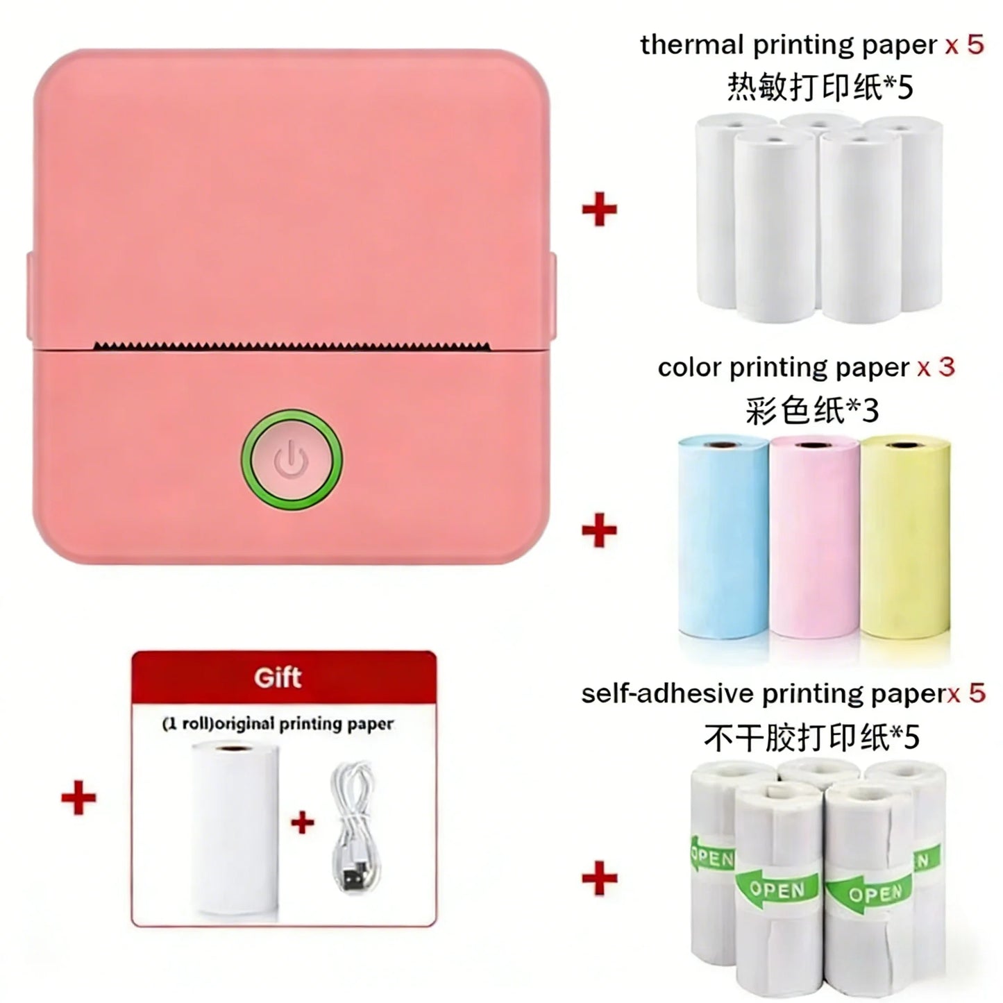 Mini Wireless Bluetooth Label Printer 57mm Thermal Sticker School Home Text Photo Wrong Question Printing Sticker Consumables