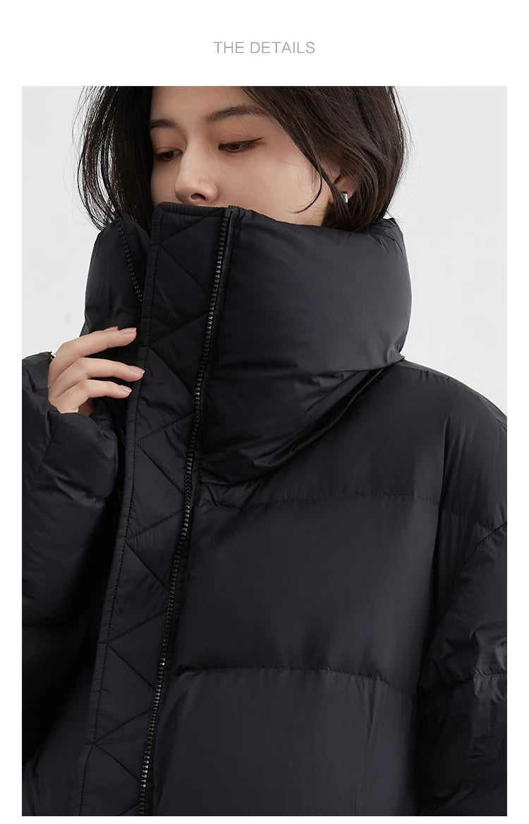 CHIC VEN Women Down Coats Long Sleeve New Soft Solid Lightweight Bread Down Jacket Female Warm Coat Lapel Outerwear Winter 2023