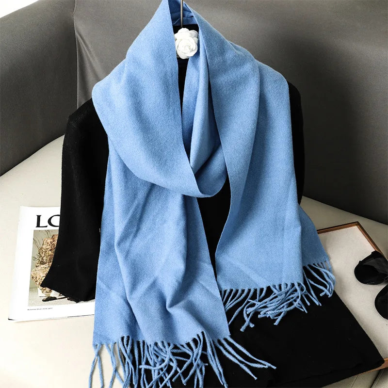 62-Color Cashmere Winter Scarf - Warm Thicken Pashmina Shawl with Tassels