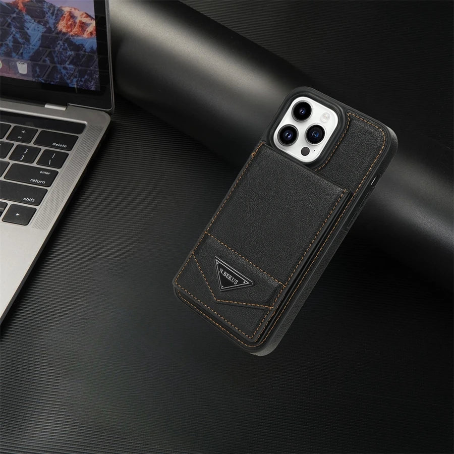 Wallet Magnetic Flip Sidestick Hardware Anti-theft Brush Leather Case For iPhone 17 Air 16e 16 Pro Max 15 Plus 14 13 12 11 XR