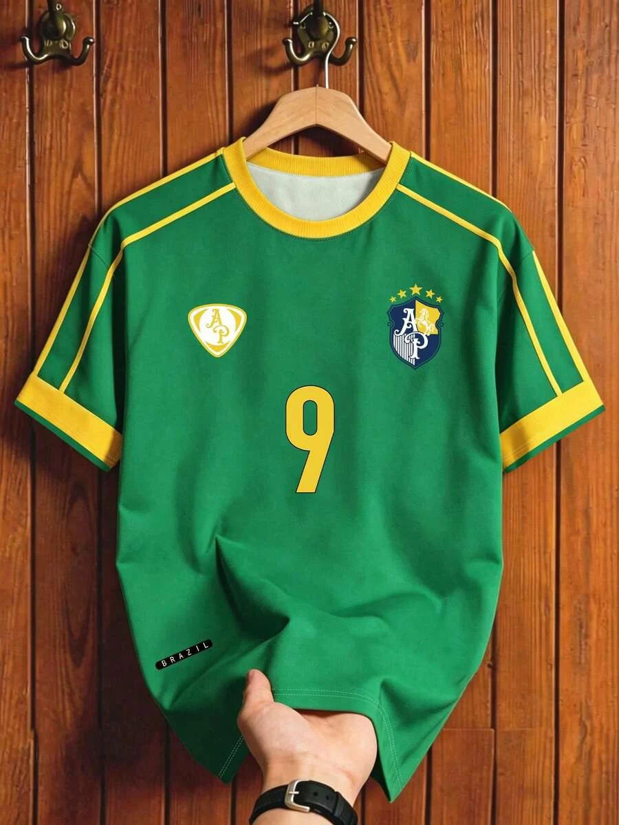 2026 Kids Brazil Football T-Shirt Soccer Jersey Stripe Retro Print Breathable Quick Dry Training Tee Fan Sport Tops For Men Women