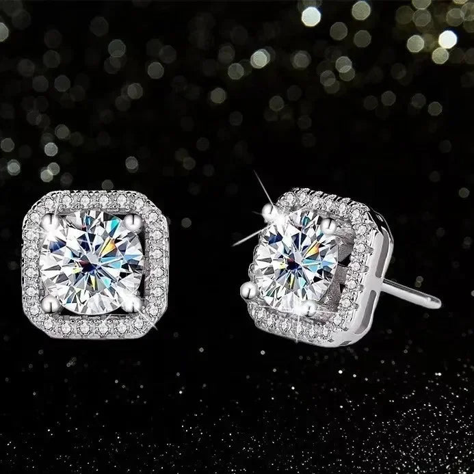 Moissanite Square Stud Earrings – Simple Fashion Studs
