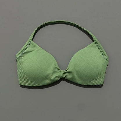 Impact Sports Bra - High Support Strappy Halter Bra With Removable Pads