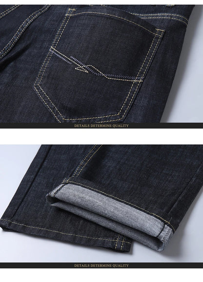 Summer New Elastic Men's Jeans Fashion Comfortable Business Straight Stretch Cotton Casual Denim Pants Brand Male Thin Trousers