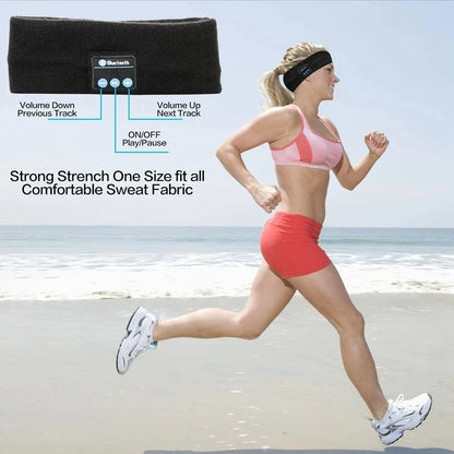 Wireless Stereo Bluetooth 5.4 Headphones Running Sleeping Earphone Headset Knit Sports Music Headband Eye Mask With MIC