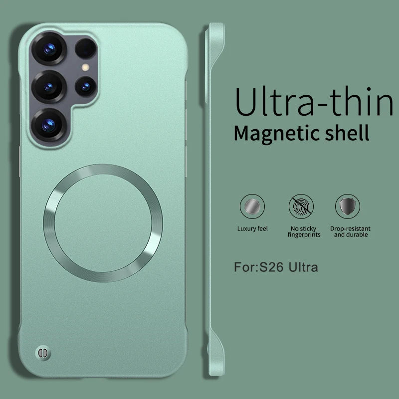 Ultra Thin Metallic Paint Magnetic Case For Samsung Galaxy S26 Ultra S25 S24 S23 Plus S22 Frameless Cooling Hard PC Cover Funda