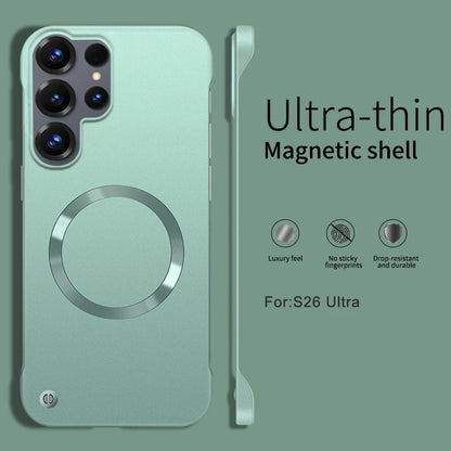 Ultra Thin Metallic Paint Magnetic Case For Samsung Galaxy S26 Ultra S25 S24 S23 Plus S22 Frameless Cooling Hard PC Cover Funda
