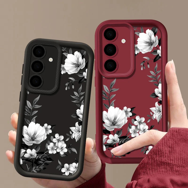 Flowers Print Soft Case For Samsung Galaxy A57 A37 A27 A56 A16 A17 A15 A55 A54 A26 A36 S26 S24 S23 S22 Ultra S25 FE Phone Cover