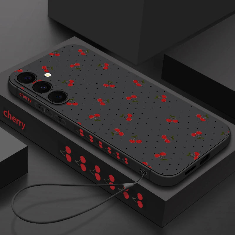 Little Cherry Magnetic Case For Samsung Galaxy S25 FE S26 S25 S24 S23 S22 Ultra Plus For Magsafe Wireless Charge Lanyard Cover